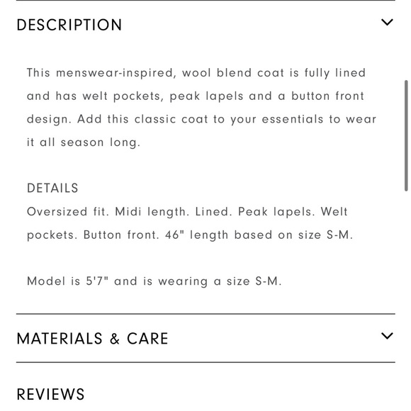 Oak + Fort Oversized Wool Blend Coat NWT - Picture 6 of 6